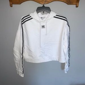 Cropped White Adidas Hoodie